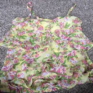 TORRID Plus 2 Yellow Floral Ruffle Tank Blouse